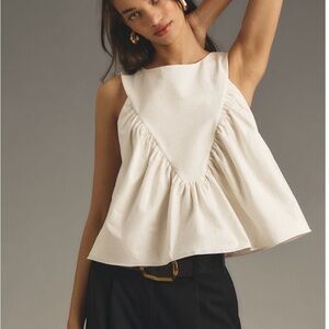 Maeve Elegant Cream Sleeveless Top